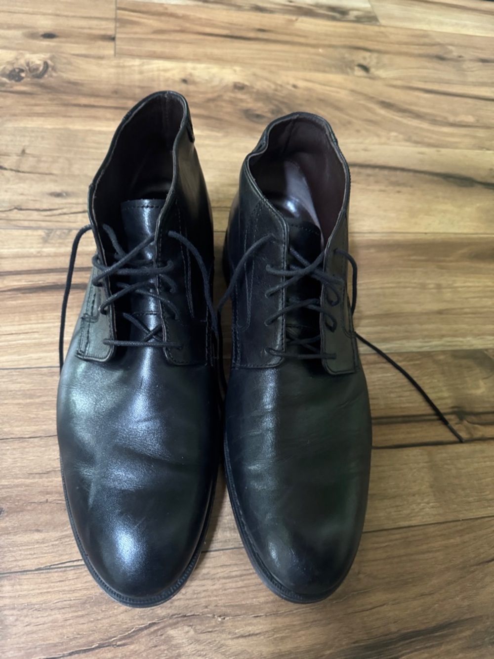 Johnston & Murphy Men's Black Leather Lace-Up Dress Boots size 9.5